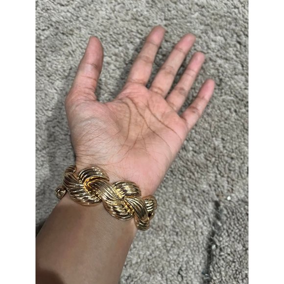 Gold statement bracelet chunky link chain wide cuff large bold metal boho - Picture 2 of 6